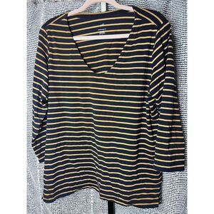 JJill  Long Sleeve Size L  Navy Blue Stripe Cotton Spandex‎